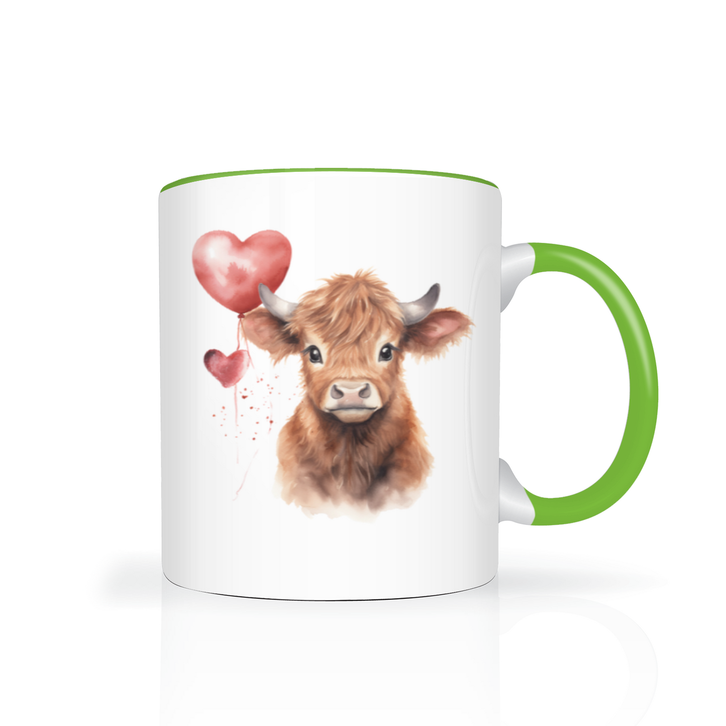 Personalised Heart Highland Cow 11oz Mug