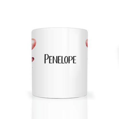 Personalised Heart Highland Cow 11oz Mug