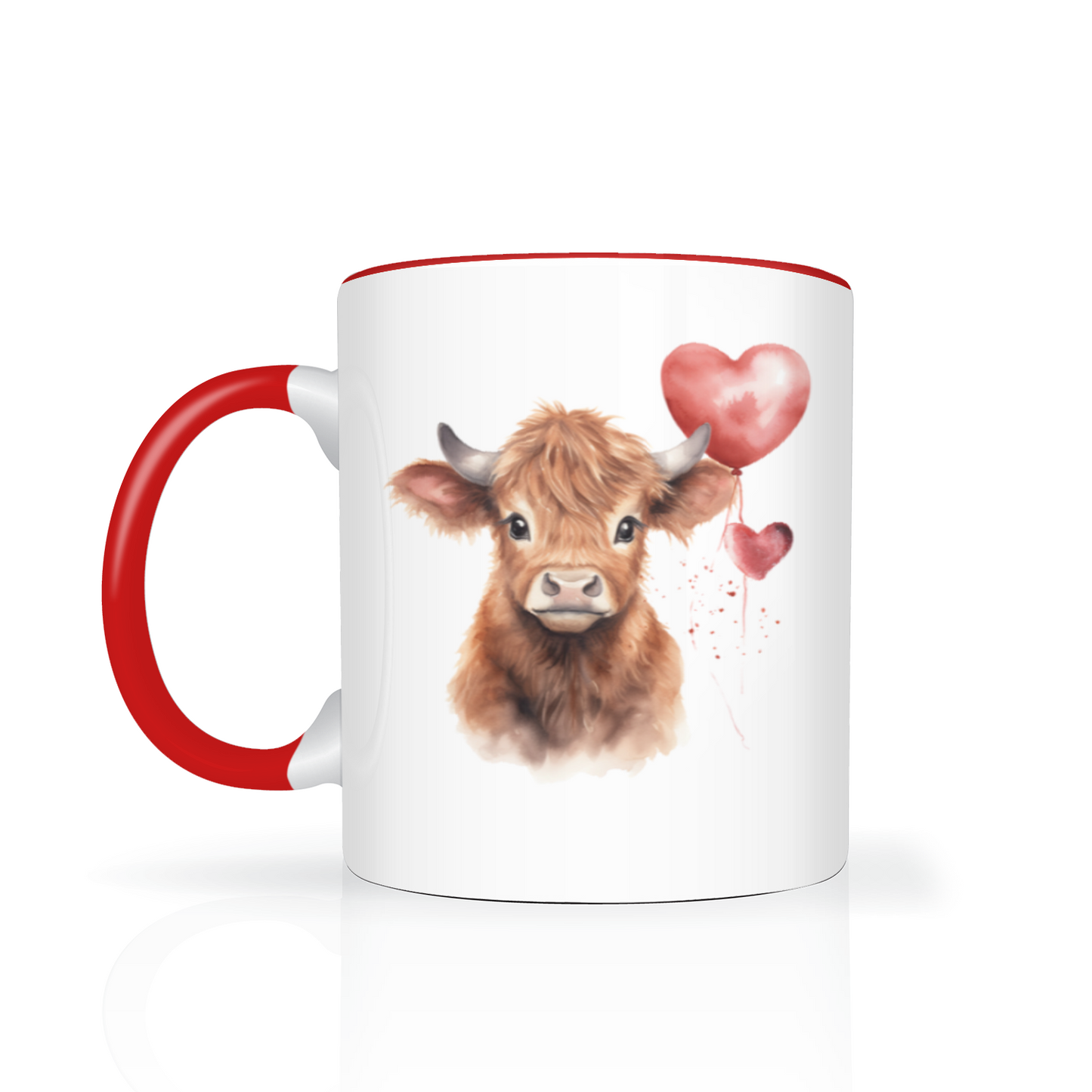 Personalised Heart Highland Cow 11oz Mug