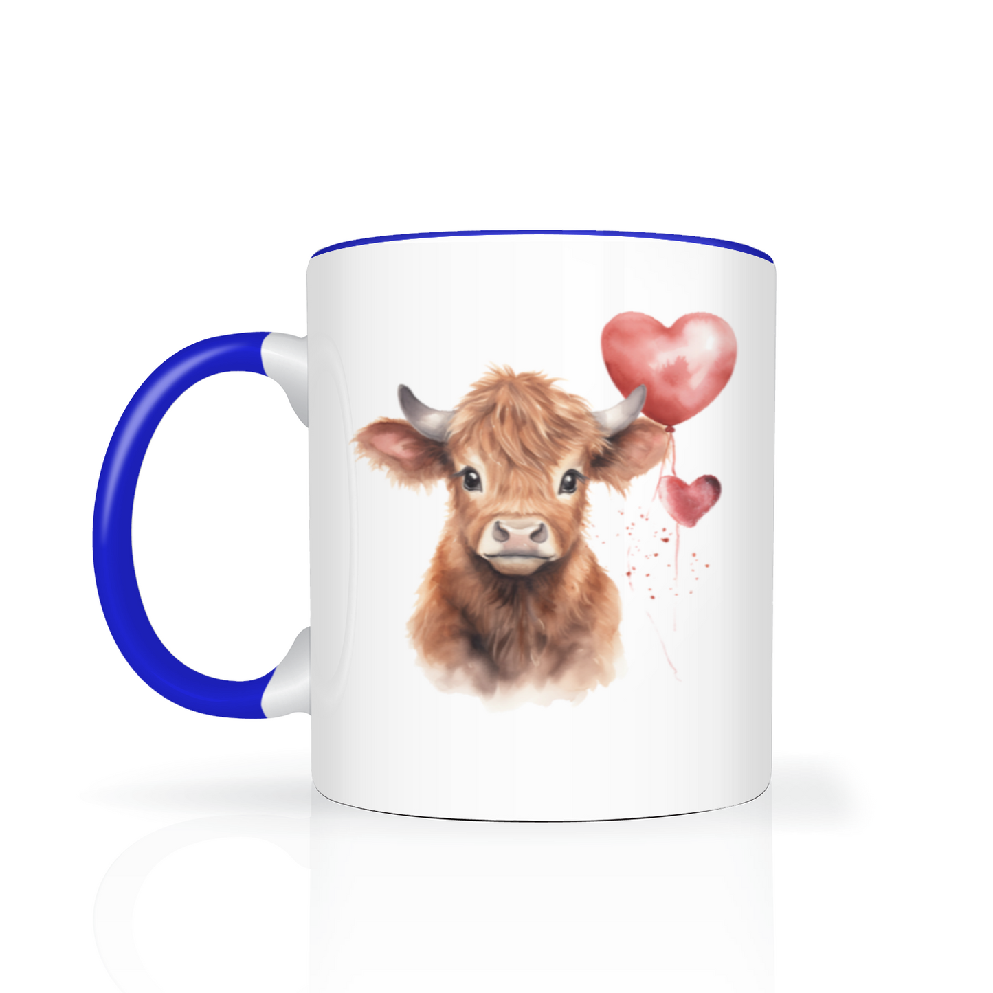 Personalised Heart Highland Cow 11oz Mug