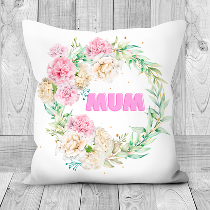 Mum Floral Poly Linen Cushion