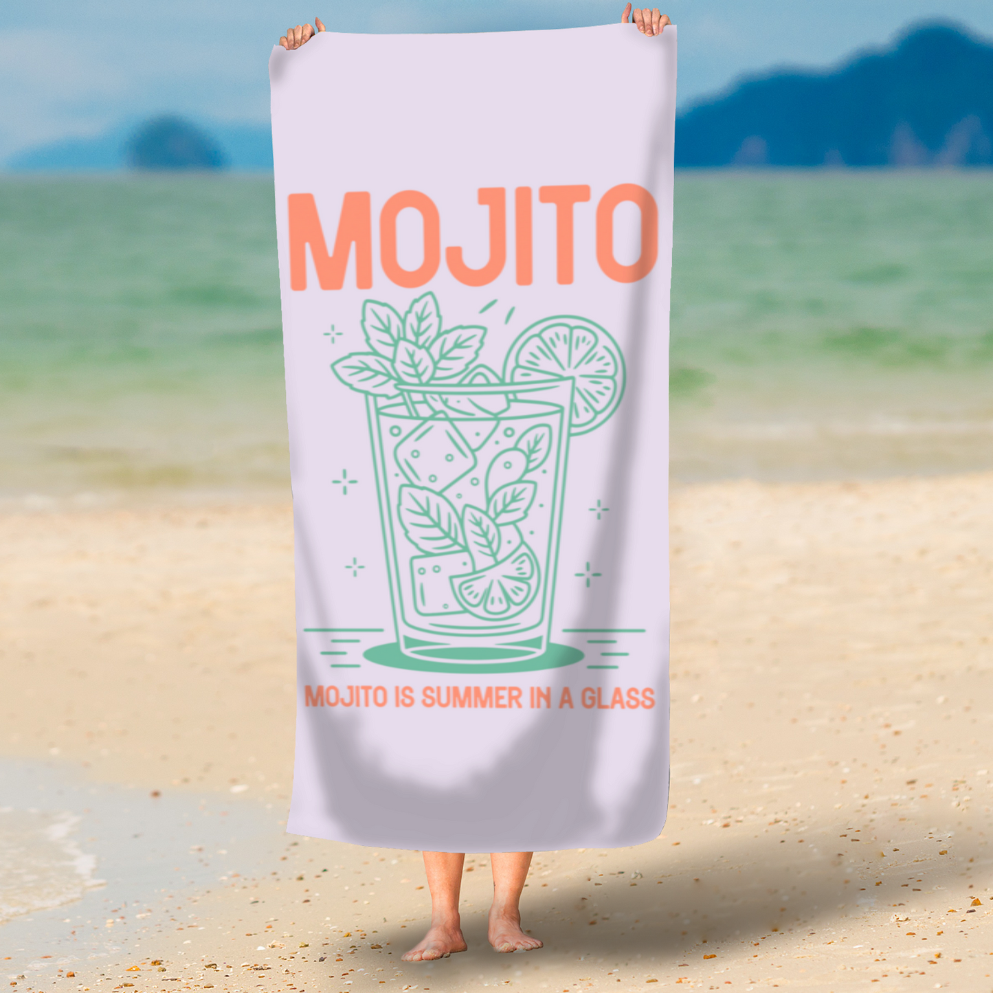 Lilac Cockatail Printed Beach Towel